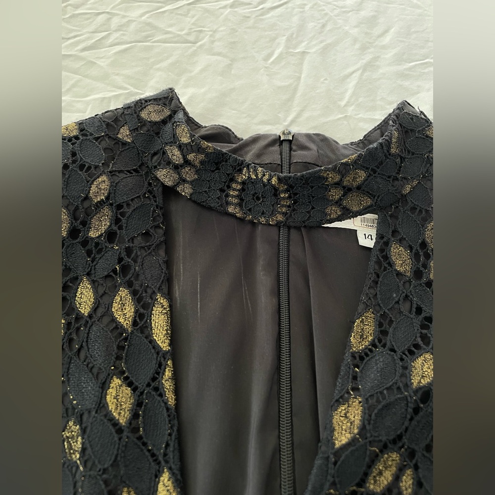 Trina Turk Dress 14 Black Lace Overlay Party Date Night Going Out Cocktail - Picture 4 of 9